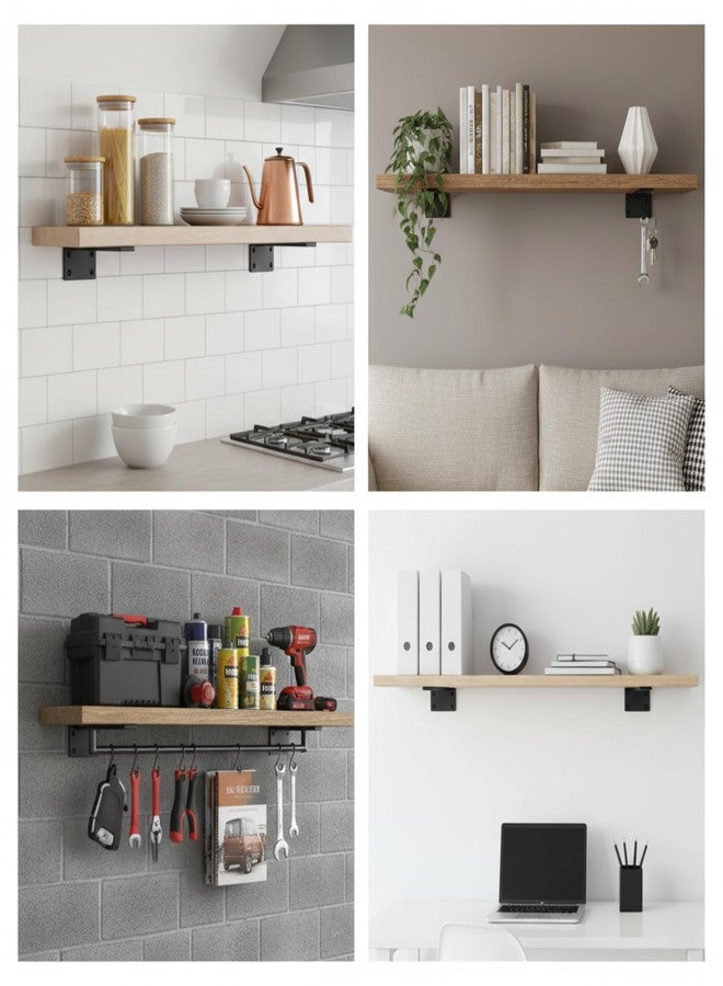 Shuchi Essentials 4 Inch L Angle Bracket for Wall Shelves - Heavy Duty Metal Shelf Brackets for Wall, L Brackets for Wall Shelves, Wall Mounted Angle Brackets for Wooden Shelves, Matte Black (Pack 4) - Image 5